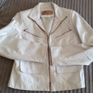 RADO Chile White Leather Biker jacket